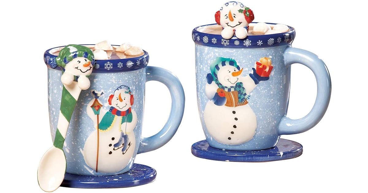 Collections Etc Snowman Holiday Mug and Spoon Gift Set The Best Holiday Mugs on Amazon 2020