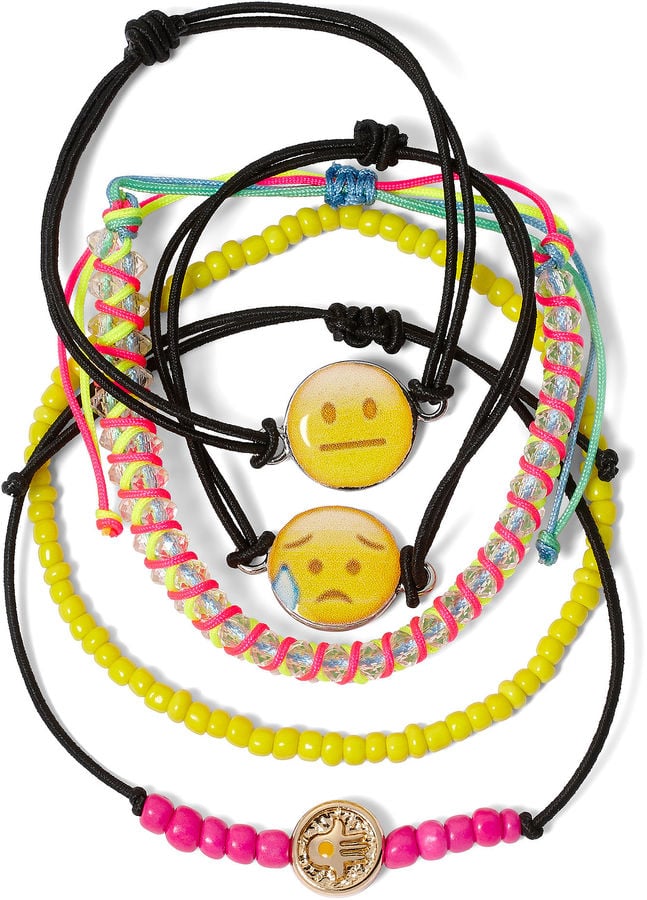 Emoji Bead Cord Charm Bracelet Set
