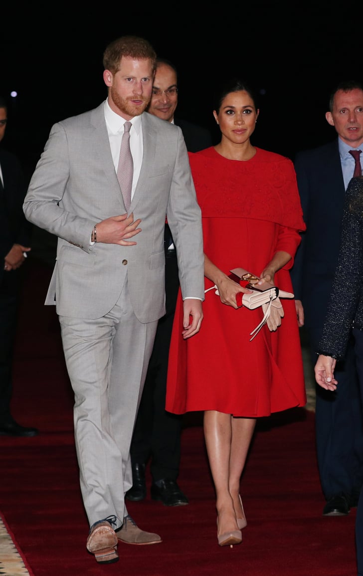 Meghan Markle Wears Red Dress in Morocco Feb. 2019