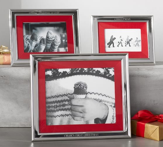 Personalized Silver-Plated Red Grosgrain Ribbon Mat Frame