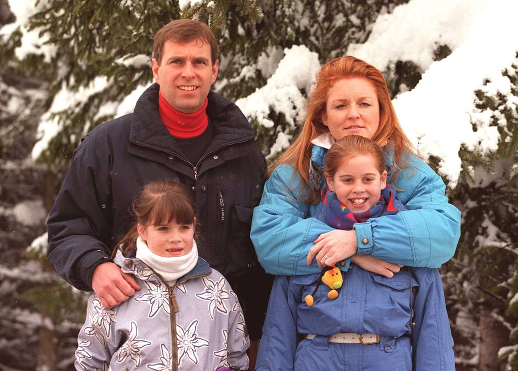 A few years after her parents divorced, Princess Eugenie went skiing with her mom, dad, and sister in 1999.