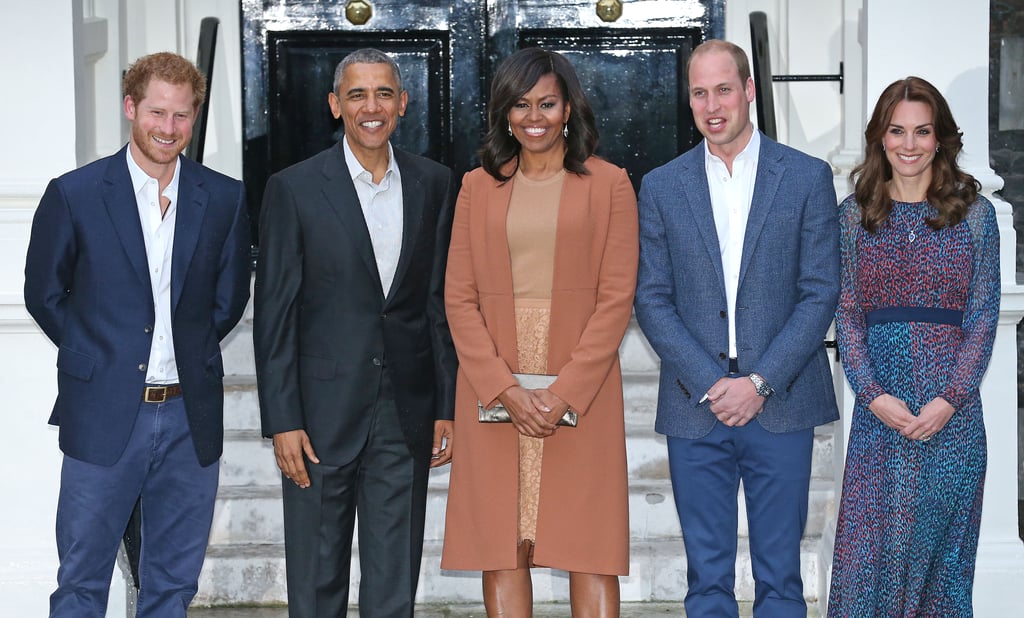 In late April, Harry, Will, and Kate happily greeted and posed for photos with Michelle and Barack Obama as they touched down in the UK.