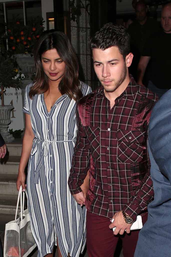 Priyanka Chopra Striped Dress With Nick Jonas
