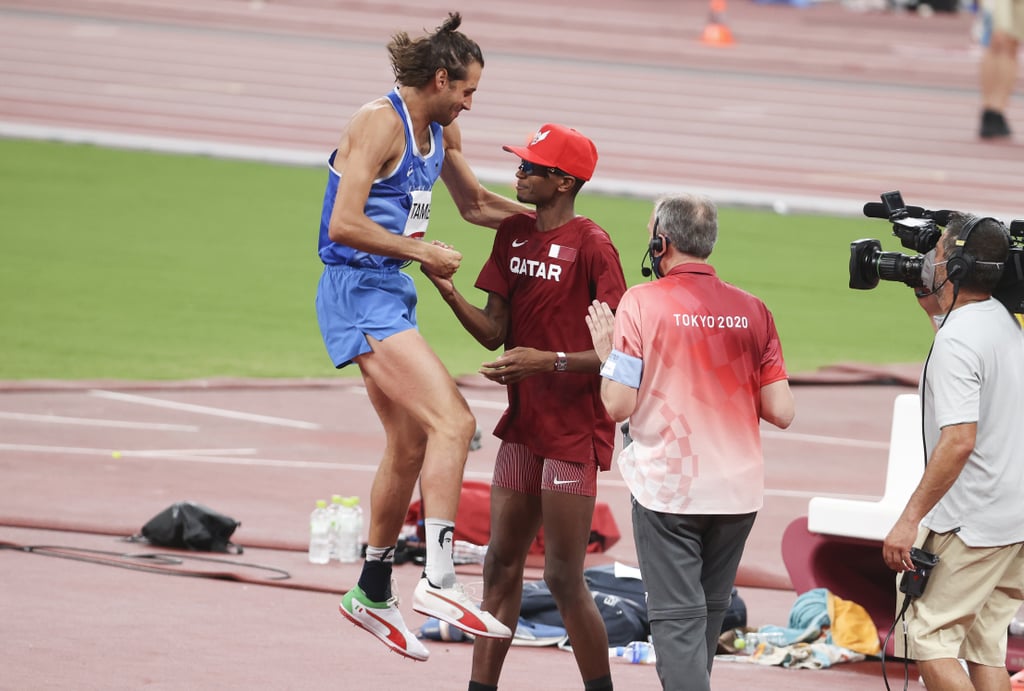 Italy's Gianmarco Tamberi and Qatar's Mutaz Essa Barshim have officially reached new heights in their friendship. Over the weekend, the longtime rivals and friends competed for the gold medal in the men's high jump competition at the Tokyo Olympics, and it ended in a way that no one could've predicted. The two athletes cleared the high jump at 2.37 meters and both missed the bar at 2.39 meters after three attempts, so instead of competing in a jump-off to determine who would win gold and who would win silver, Tamberi and Barshim agreed to share the gold medal. The Qatari athlete was heard asking an official "Can we have two golds?" amid the emotional moment. (Because we know you're wondering, 2.37 meters equates to 7 feet, 9 1/4 inches.)
It's unusual for a tie like this to happen during the Games, and it's the first joint Olympic win since 1912, but it's without a doubt the ultimate display of sportsmanship. Tamberi and Barshim go way back, and their friendship-slash-rivalry stretches beyond the track. According to USA Today, the two met at a competition in 2010 and have maintained their friendship since. They're there for each other during major life events, like weddings, date nights, and even injuries. Right before the 2016 Olympics in Rio, Tamberi broke his ankle and was unable to compete in the Games. Not only has he kept his cast, but he wrote "Road to Tokyo 2020 2021" on it and brought it out as he celebrated his gold-medal win. Barshim endured a similar injury two years after Tamberi's, and Tamberi was there to support him emotionally.
"He is one of my best friends, not only on the track, but outside the track," Barshim said. "We work together. This is a dream come true. It is the true spirit, the sportsman spirit, and we are here delivering this message." Check out photos of the emotional moment Tamberi and Barshim both won the gold medal.

    Related:

            
            
                                    
                            

            No One at the Olympics Cheered Harder Than Simone Biles When MyKayla Skinner Medaled