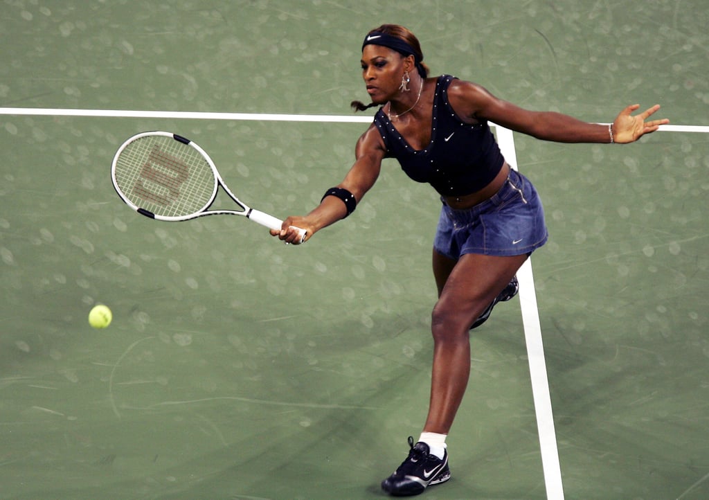 Serena Williams Wearing a Denim Skirt at the US Open in 2004