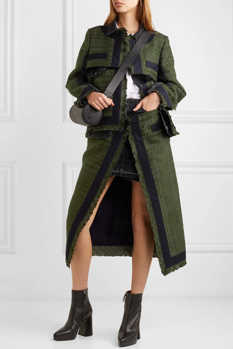 Sacai Paneled Canvas-Trimmed Tweed and Denim Set