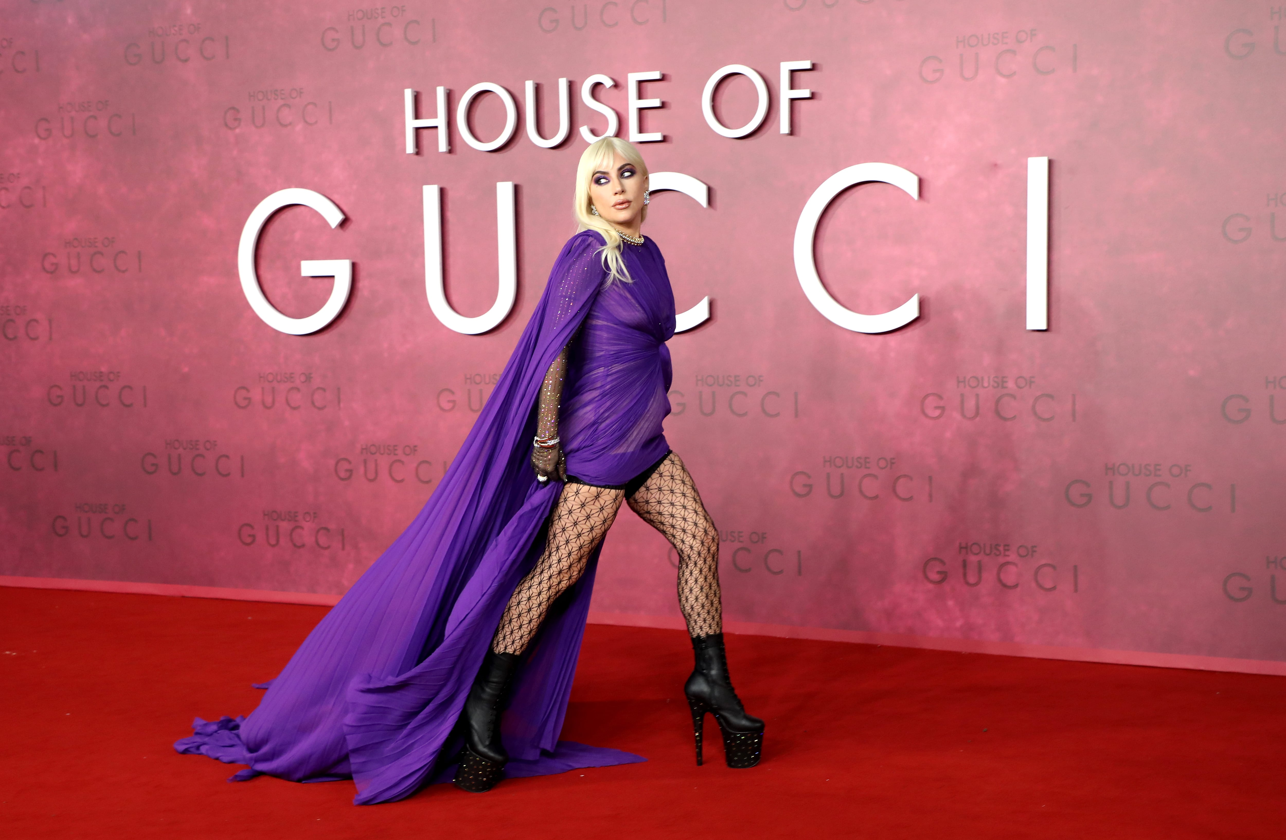 Lady Gaga's Purple Gown at the House of Gucci UK Premiere | PS Fashion
