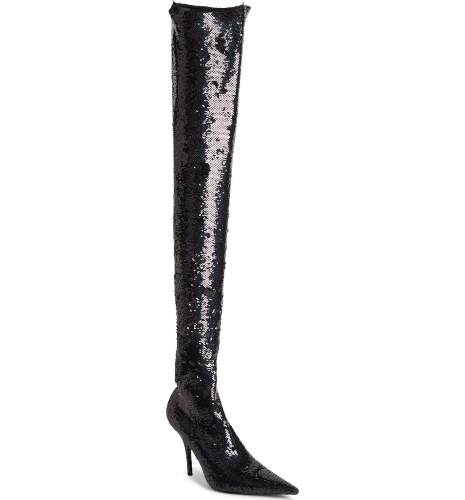 balenciaga sequin thigh high boots
