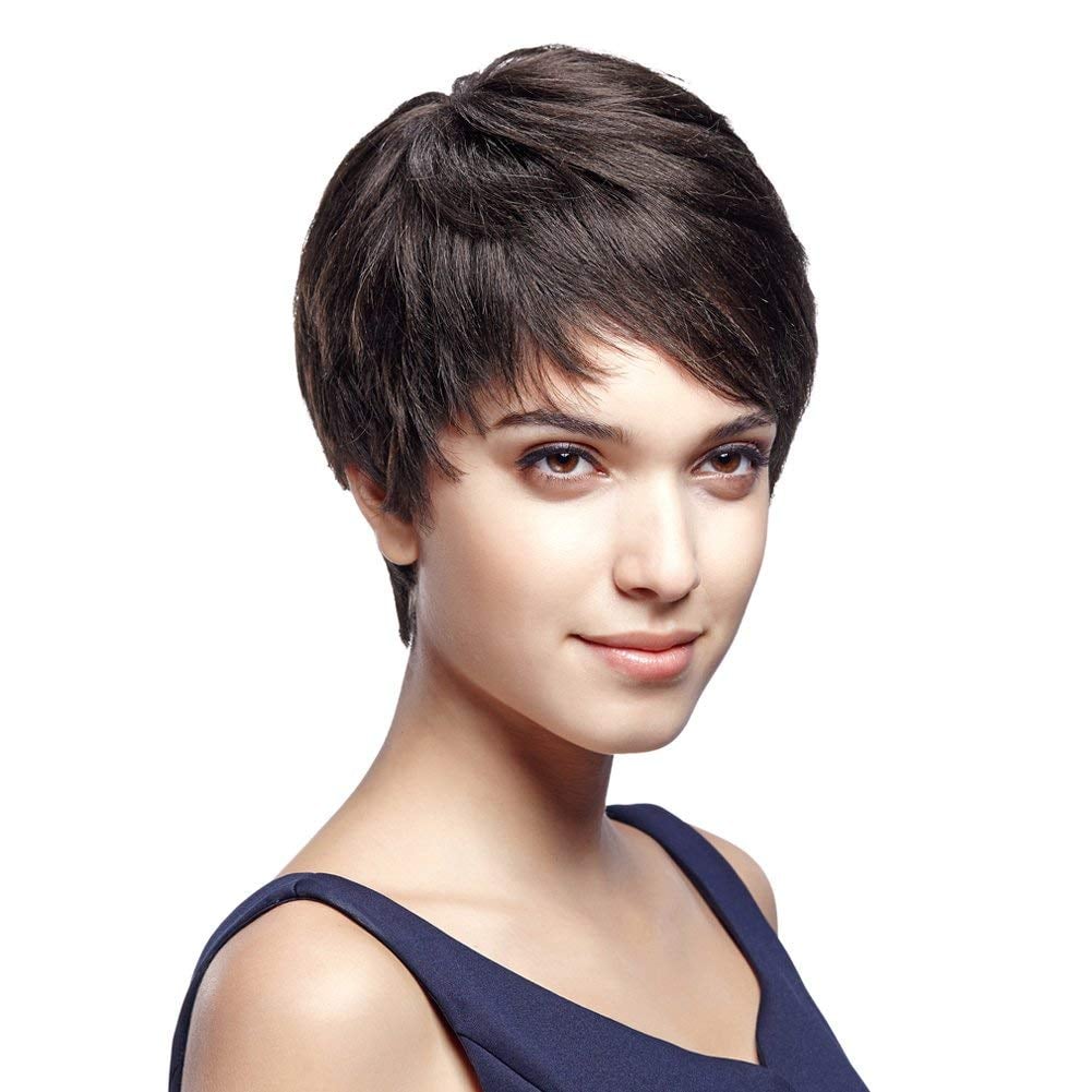 Short Dark Brown Pixie Wig 