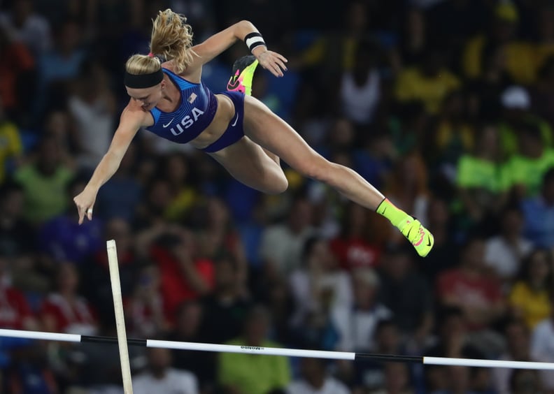 Sandi Morris of the USA competes in Women's Pole Vault Final of the Olympic Games 2016 Athletic, Track and Field events at Olympic Stadium during the Rio 2016 Olympic Games in Rio de Janeiro, Brazil, 19 August 2016. Photo: Michael Kappeler/dpa | usage wor
