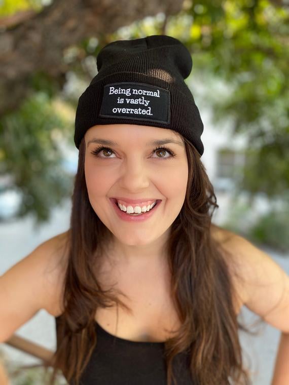 Being Normal Is Vastly Overrated Black Cuffed Beanie Skull Cap