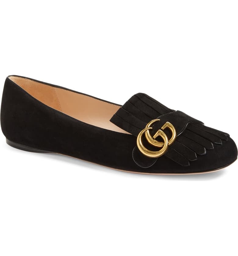 Gucci GG Marmont Fringe Flats