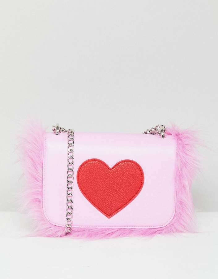 Skinnydip Heart Foldover Faux Fur Bag