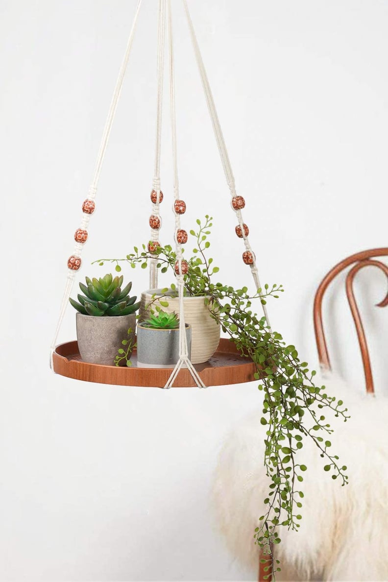 TIMEYARD Macrame Wooden Planter Hanging Shelf