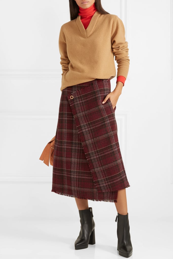 Acne Studios Checked Tweed Wrap-Effect Skirt