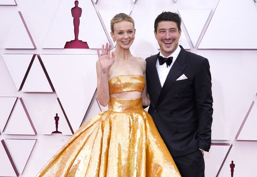 Carey Mulligan's Gold Valentino Skirt at the 2021 Oscars