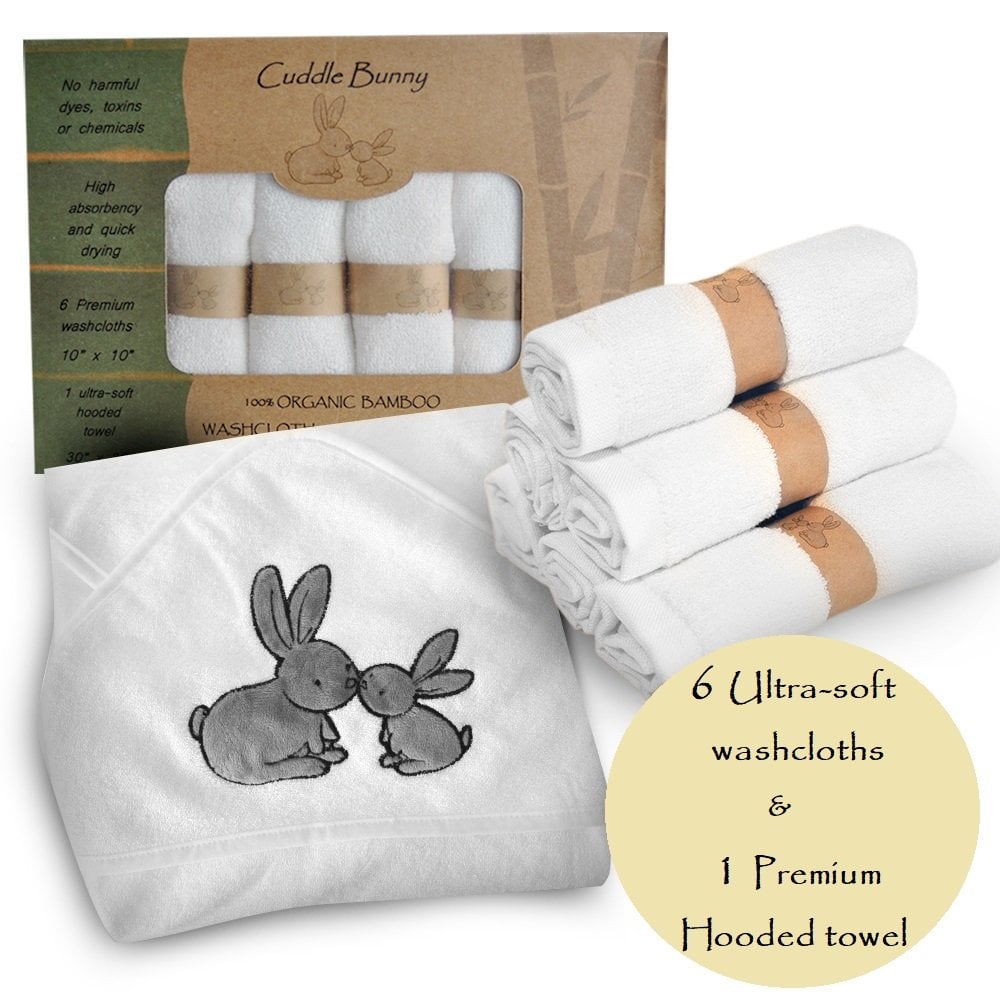 Easter Organic Bamboo Baby Hooded Towel and Washcloth Set