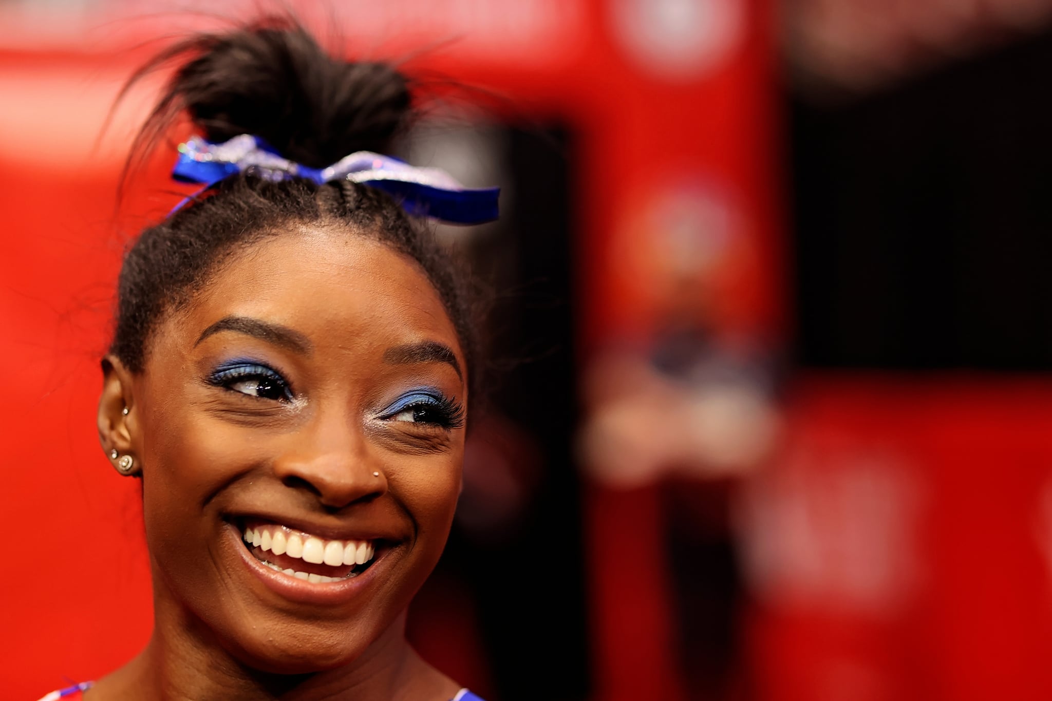 ST LOUIS, MISSOURI - JUNE 25: Simone Biles warms up prior to competition on day 2 of the women's 2021 U.S. Olympic Trials - Gymnastics at America's Centre on June 25, 2021 in St Louis, Missouri. (Photo by Carmen Mandato/Getty Images)