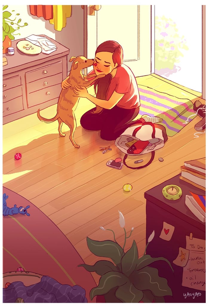 Coming home to your pet after a long day. Coming home to your pet after a long day.