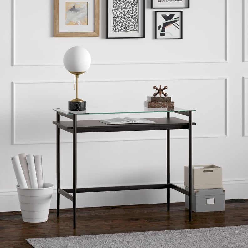 Wortham glass top end table set sales with storage