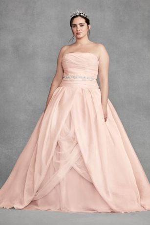 plus size pink and white dress