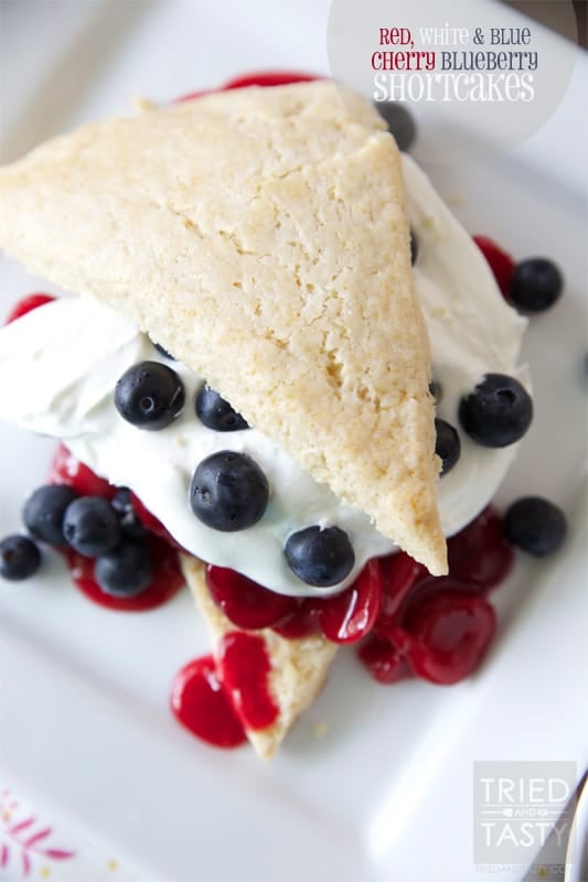 Red White & Blue Cherry Blueberry Shortcakes