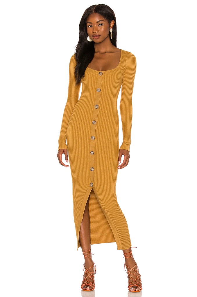 A Yellow Moment: MinkPink Phrada Button Midi Dress in Gold