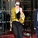 Gigi Hadid Wearing Gold Tassel Mules