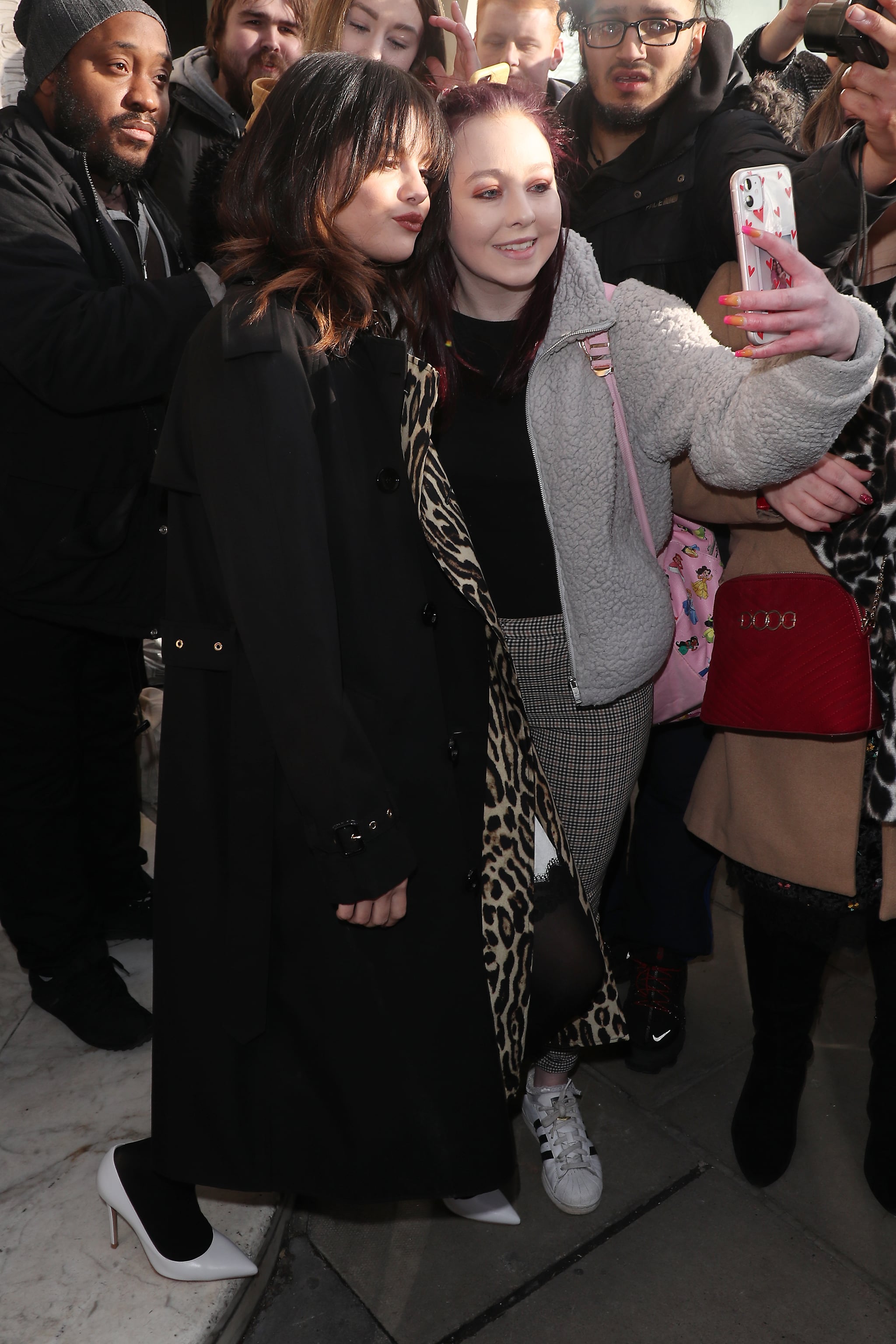 Selena Gomez Wears a Faux-Fur Mango Coat out in London