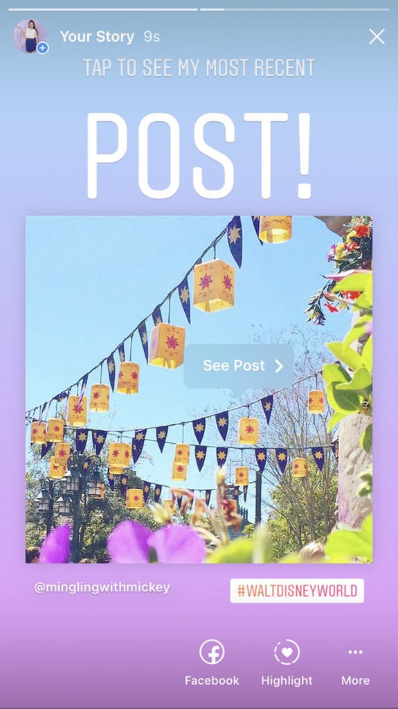 Your new post has now been added to your Instagram Story! When you tap on the picture in the story, it will say "See Post." People can click that to go directly to your new Instagram post.
When your followers and people from the relevant hashtag see your new post in your story, they are more likely to go see it rather than searching out your account to see if you've posted something new. Do note that Instagram is always changing and expanding how users interact with each other, so if this hack doesn't work for you and your account to increase engagement, find something else that does! You might just stumble upon something great everyone will be doing soon.