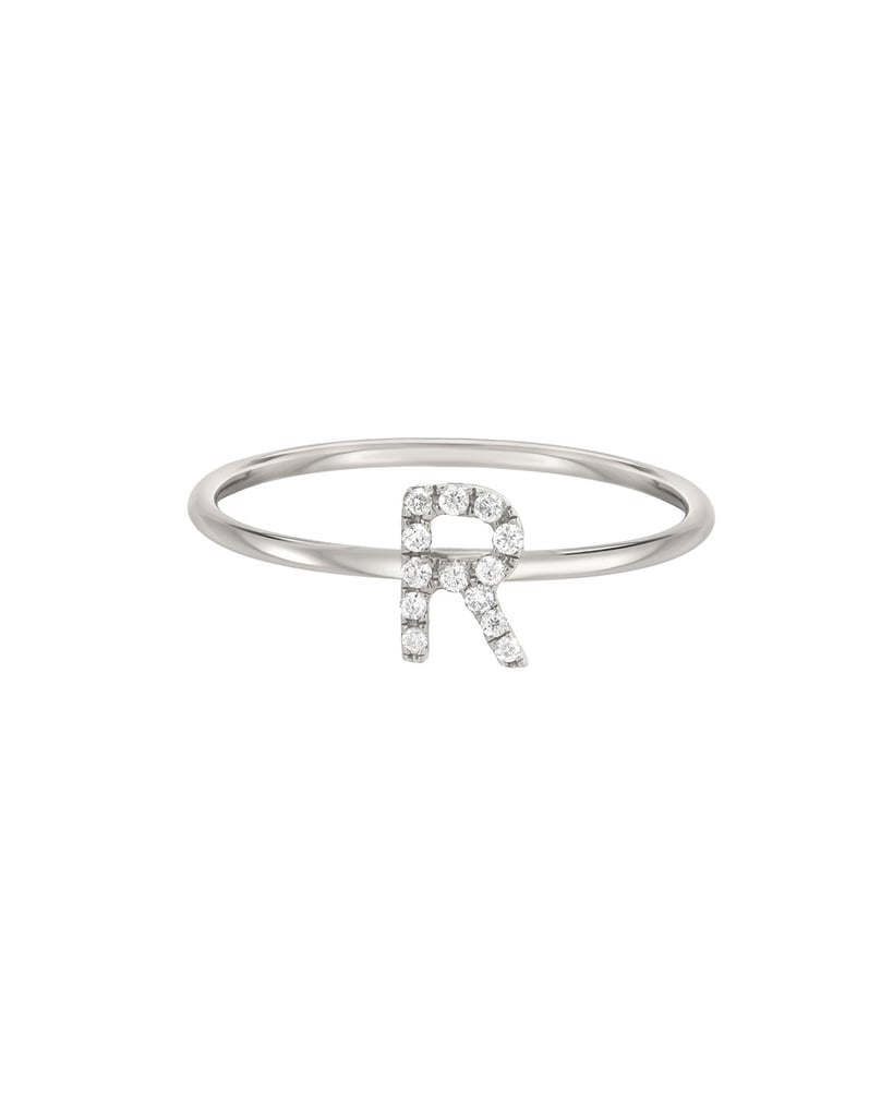Zoe Lev Jewelry Personalized Diamond Initial Ring in 14K White Gold