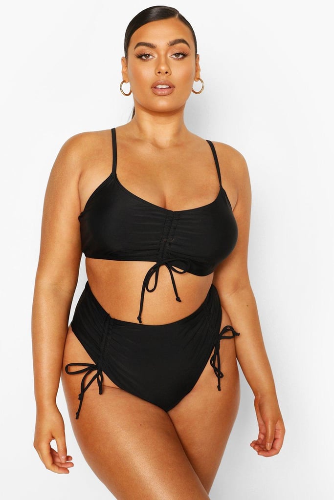 Boohoo Ruched Detail High Waist Bikini