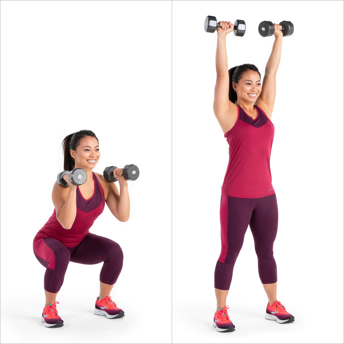 Squat to sales press with dumbbells