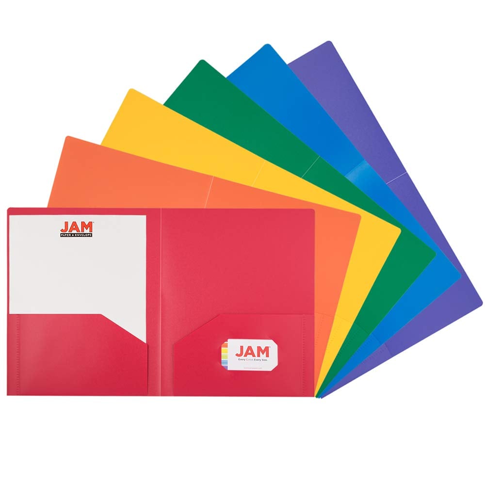 Jam Paper Heavy-Duty Plastic 2-Pocket School Folders