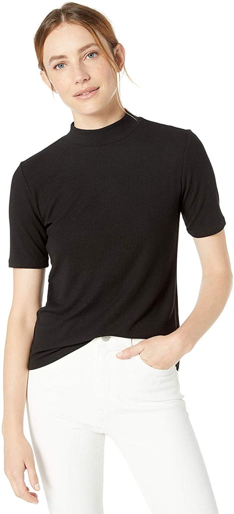 The Drop Women's Joanna Short Sleeve Mock Neck Ribbed T-Shirt