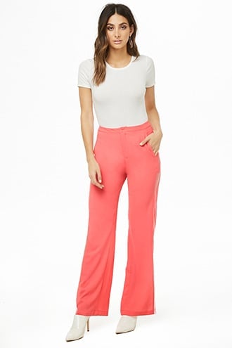 Organza-Trim High-Waist Pants