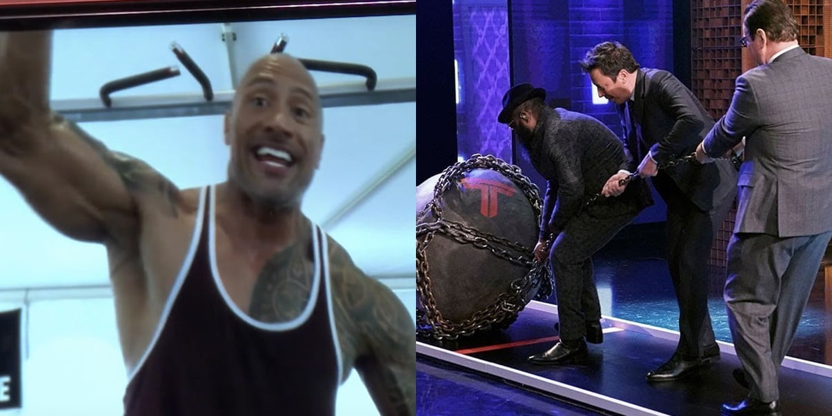Dwayne Johnson Jimmy Fallon Titans Game Challenge Video PS Celebrity