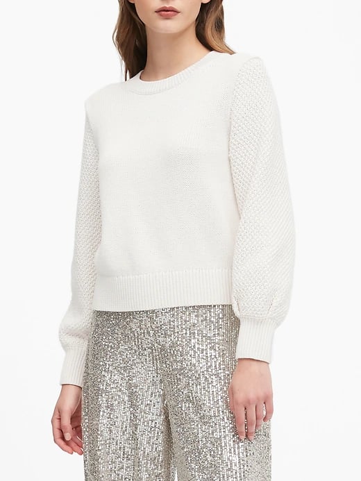 Cotton-Blend Balloon-Sleeve Sweater 
