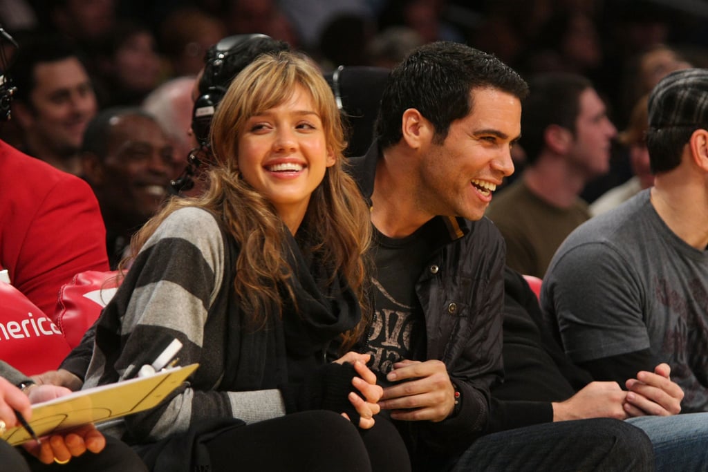 The duo laughed courtside at an LA Lakers home game in December 2007.