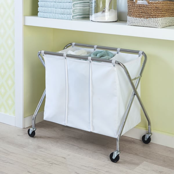 For Separating Laundry: Heavy-Duty 3-Bin Rolling Laundry Sorter with Wheels
