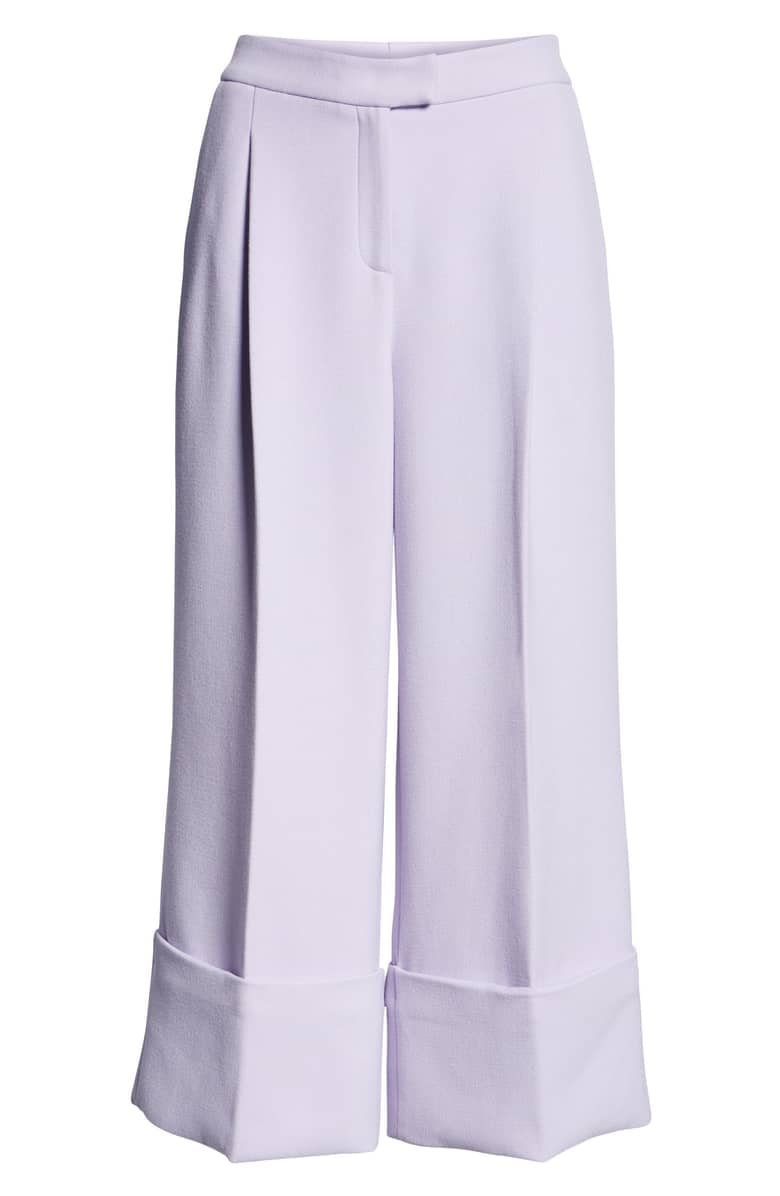 High-Waist Wide-Cuff Ankle Pants