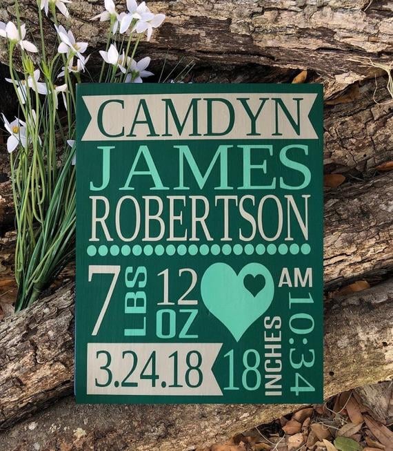 Baby Stats Wood Sign