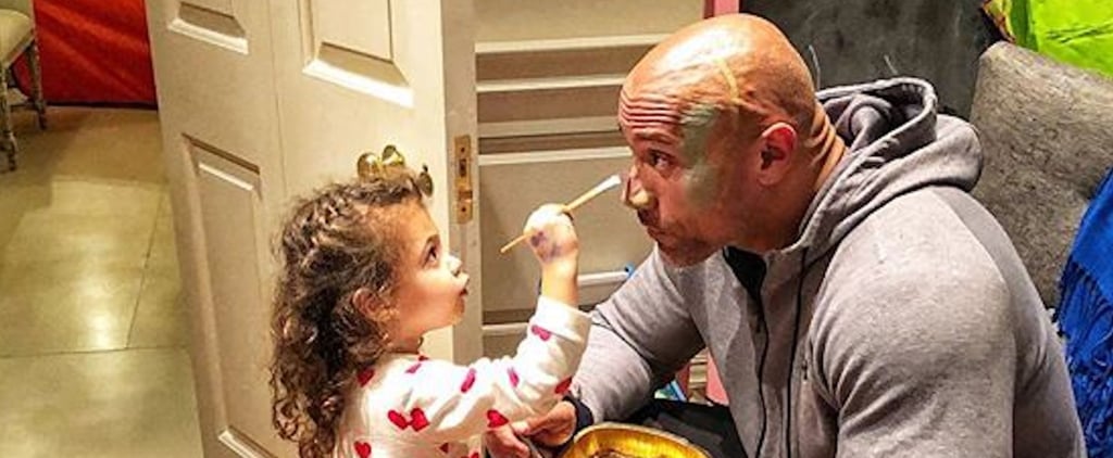 Dwayne Johnson Getting Face Painted by Jasmine Photo 2018