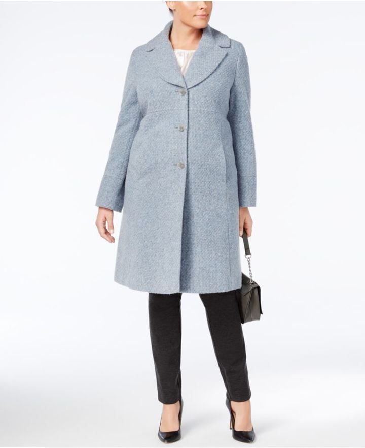 Jones New York Plus Size Notched Shawl-Collar Walker Coat