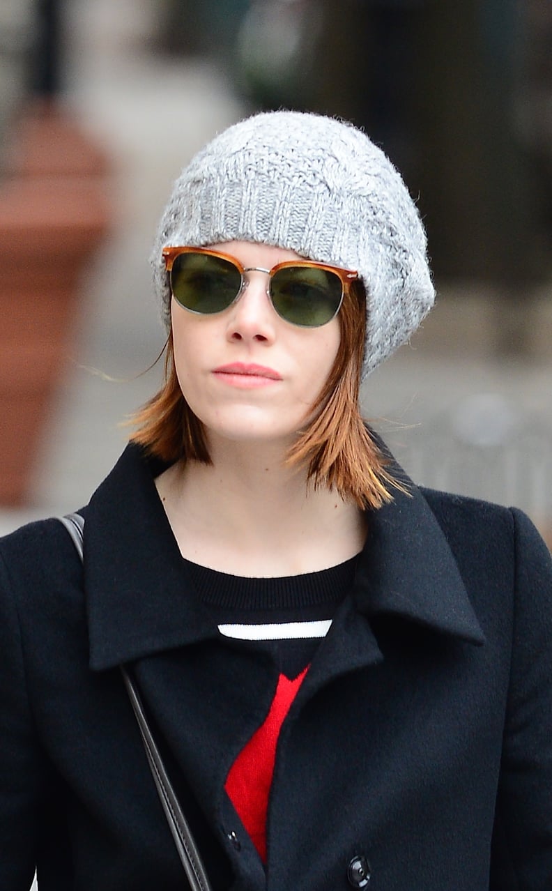 Emma Tucked Her Shades Into Her Beanie