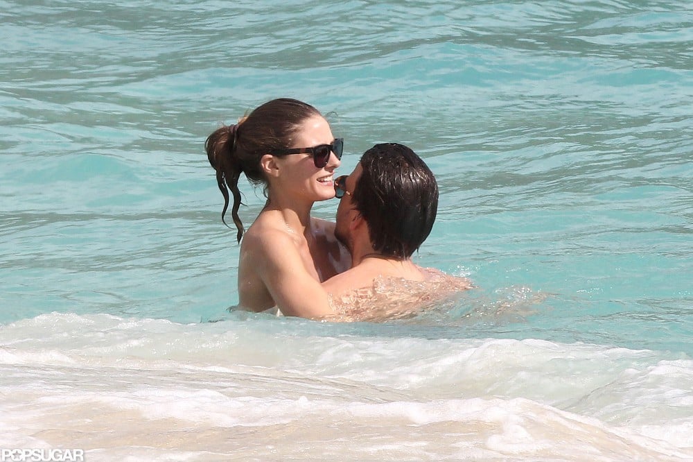 Olivia Palermo showed PDA with her boyfriend, Johannes Huebl, while in St. Barts in January.
