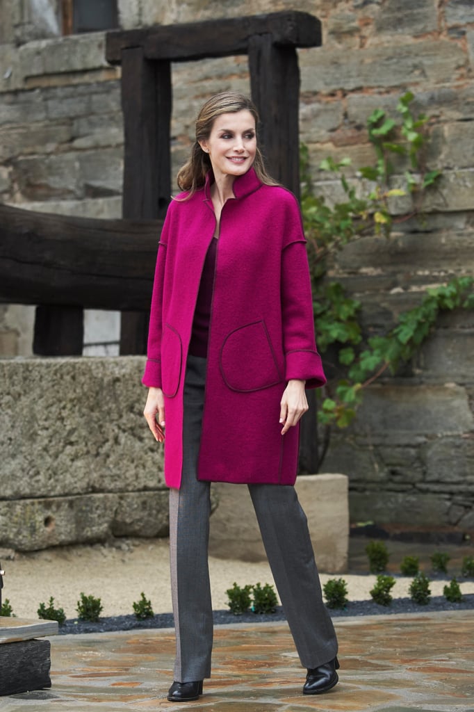 Queen Letizia's Marcos Luengo Pink Coat October 2016