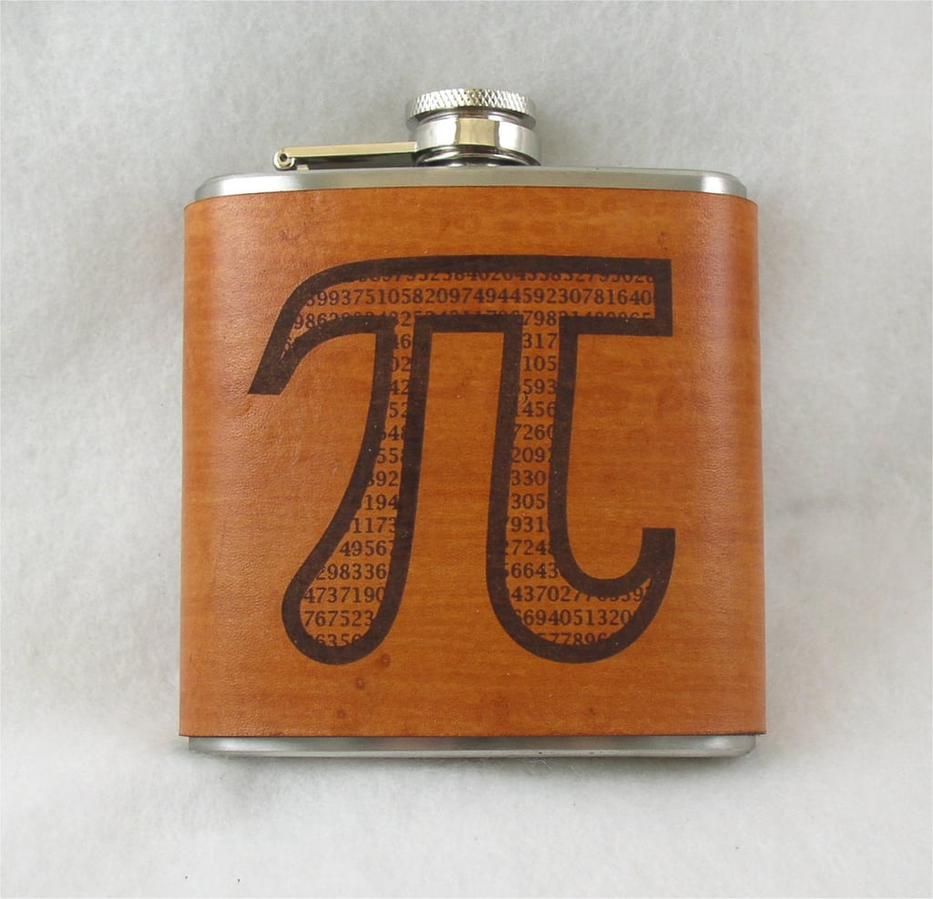 Pi Flask With Engraved Leather Wrap