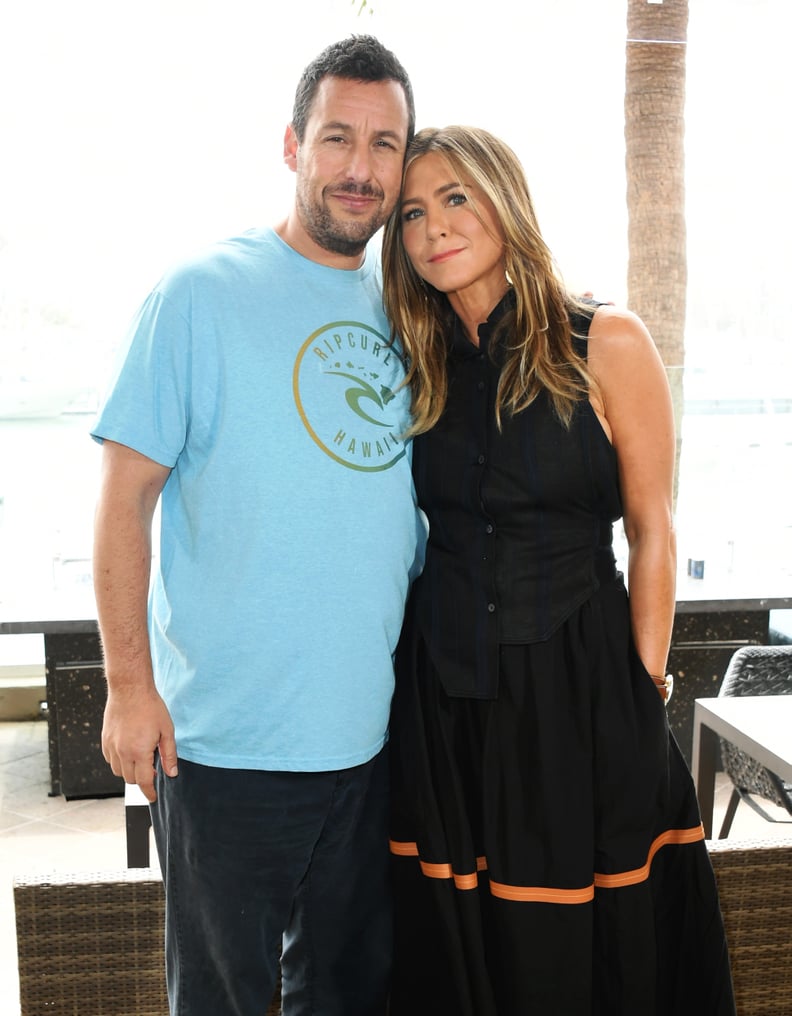 Adam Sandler and Jennifer Aniston at a "Murder Mystery" Photocall in 2019