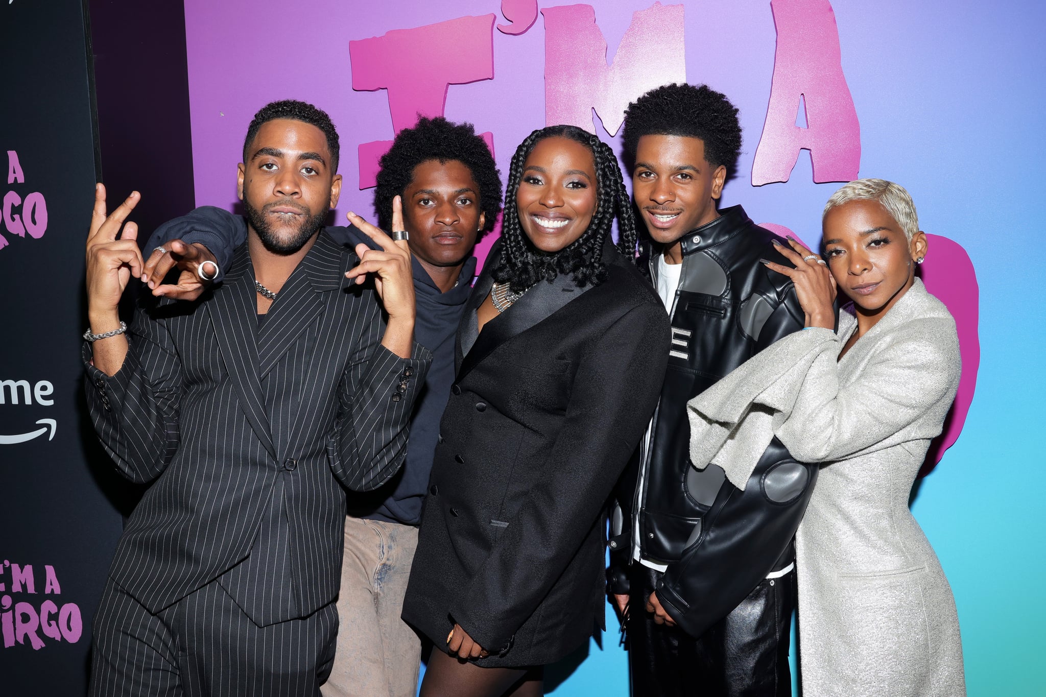 LOS ANGELES, CALIFORNIA - JUNE 21: (L-R) Jharrel Jerome, Allius Barnes, Olivia Washington, Brett Gray and Kara Young attend Prime Video's I'm A Virgo After Party at Harmony Gold on June 21, 2023 in Los Angeles, California. (Photo by Arnold Turner/Getty Images for Prime Video)